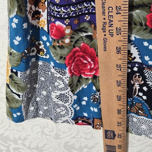 Norton MCNaughton Pleated Midi Maxi Skirt 12 Multicolor Mixed Print Pull On Boho - Picture 10 of 11